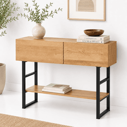 Arrimo Klinja 120x75cm Organizador 2 cajones Tono Roble Claro